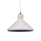 Benson Classic Metal Cone Cord Drop Pendant Light Lamp - Wood Veneer & Milky White Inside