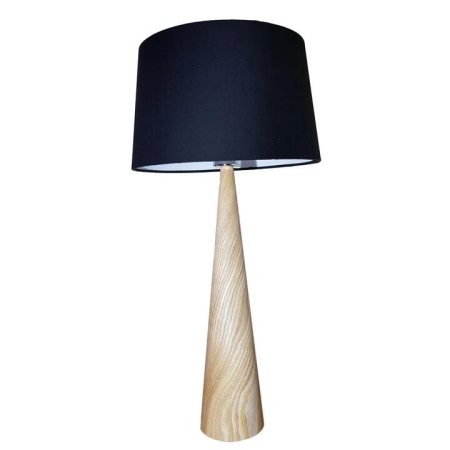 Biore Elegant Metal Body Classic Table Lamp Fabric Shade - Wood and Black Fabric