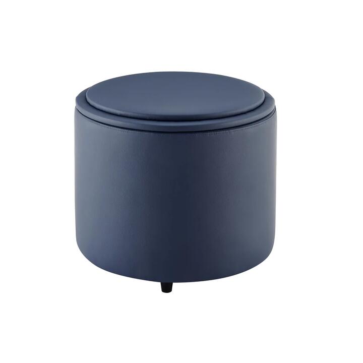 Charlie Kids Furniture Ottoman Storage Toy Box Organisers - Navy - Navy