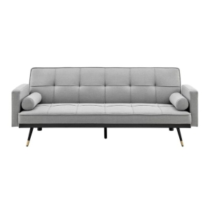 Billi 3-Seater Fabric Button Adjustable Sofa Bed Lounge - Light Grey - Light Grey