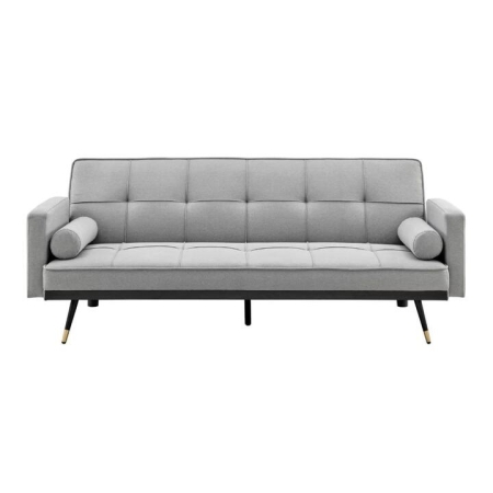 Billi 3-Seater Fabric Button Adjustable Sofa Bed Lounge - Light Grey - Light Grey