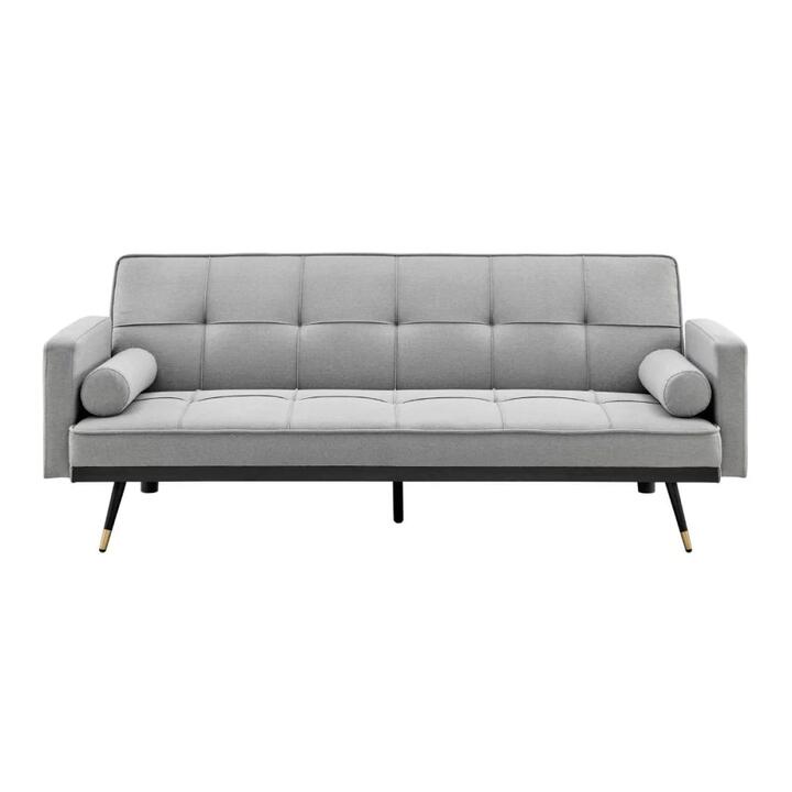 Billi 3-Seater Fabric Button Adjustable Sofa Bed Lounge - Light Grey - Light Grey