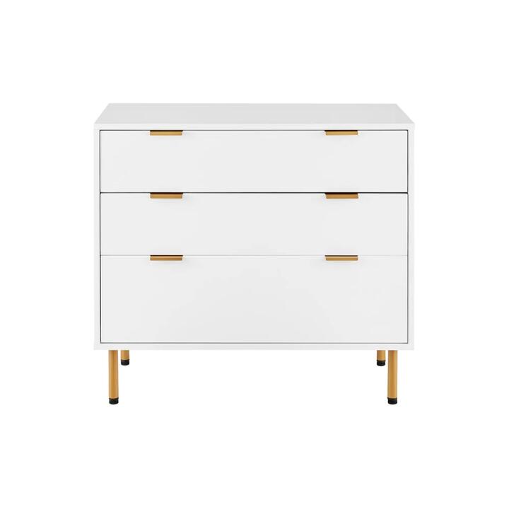 Christian Modern Chest of 3-Drawers Lowboy Storage Cabinet - White - White