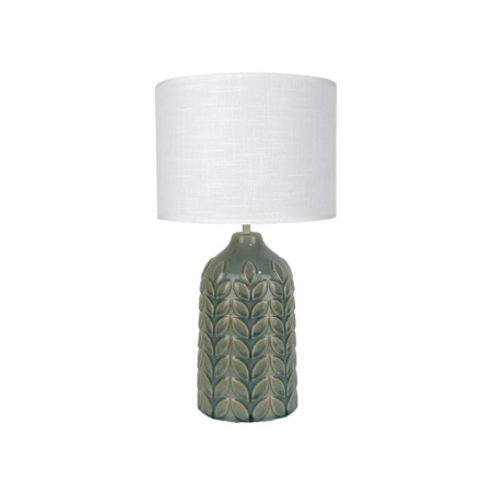 Benya Contemporary Patterned Ceramic Table Lamp Light Linen Drum Shade -  Green