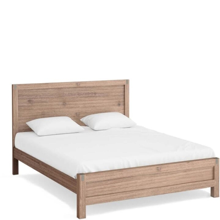 Bed Frame King Size in Solid Wood Veneered Acacia Bedroom Timber Slat in Oak