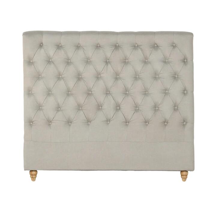 Bed Head Double Size French Provincial Headboard Upholsterd Fabric Beige