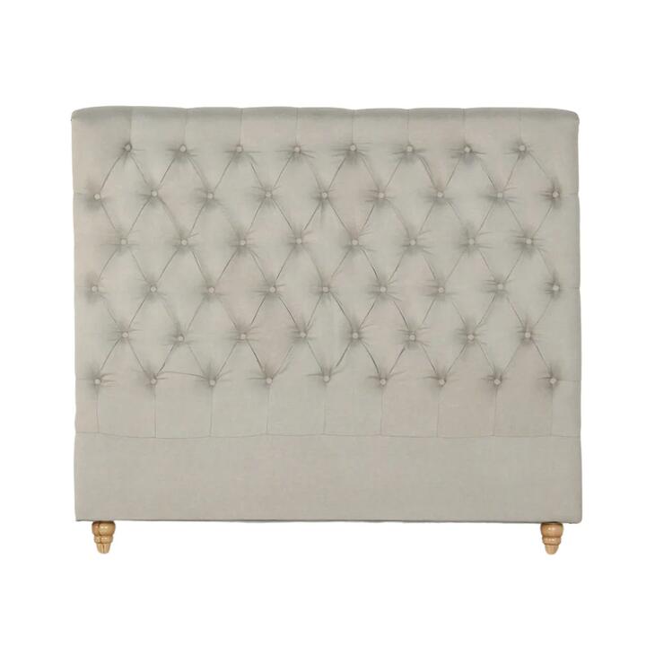 Bed Head King Size French Provincial Headboard Upholsterd Fabric Beige