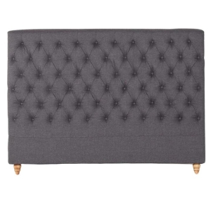Bed Head King Size French Provincial Headboard Upholsterd Fabric Charcoal
