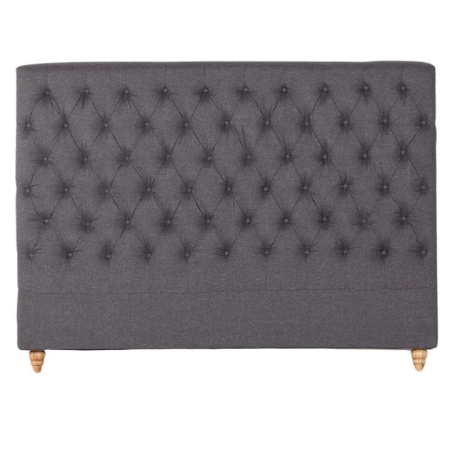 Bed Head King Size French Provincial Headboard Upholsterd Fabric Charcoal