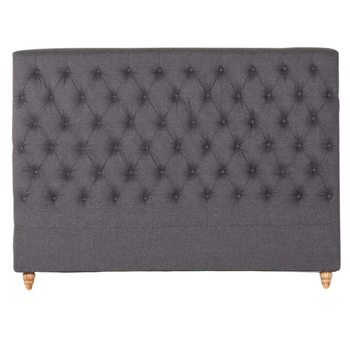 Bed Head King Size French Provincial Headboard Upholsterd Fabric Charcoal