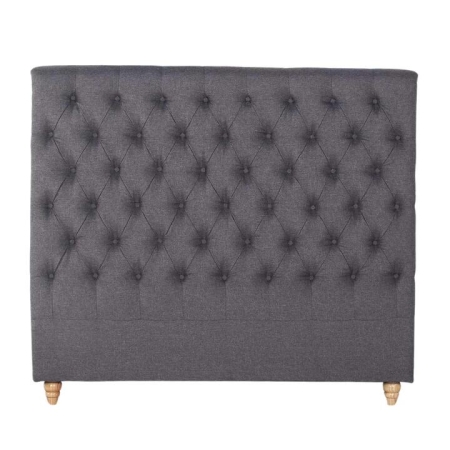Bed Head Queen Size French Provincial Headboard Upholsterd Fabric Charcoal