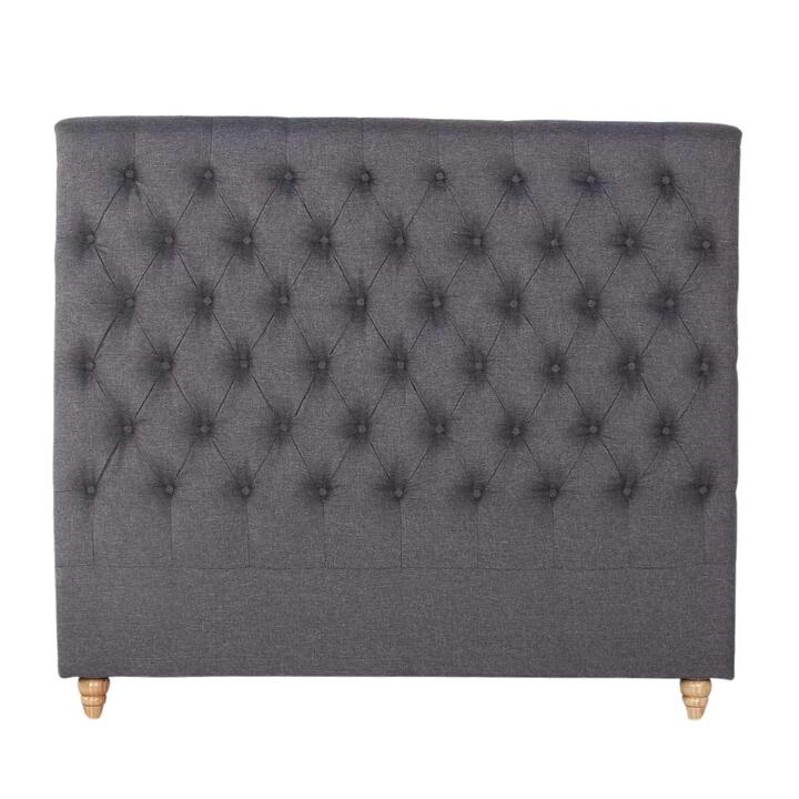 Bed Head Queen Size French Provincial Headboard Upholsterd Fabric Charcoal
