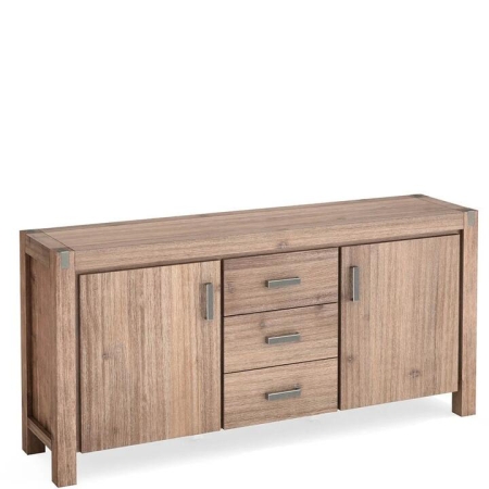 Buffet Sideboard in Oak Colour Constructed with Solid Acacia Wooden Frame Storage Cabinet with Drawers