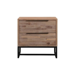 Bedside Table 2 drawers Side Table Solid Acacia Wood Veneered in Tea Colour