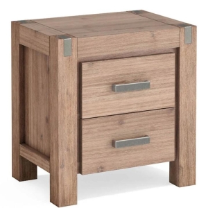 Bedside Table 2 drawers Night Stand Solid Wood Acacia Oak Colour