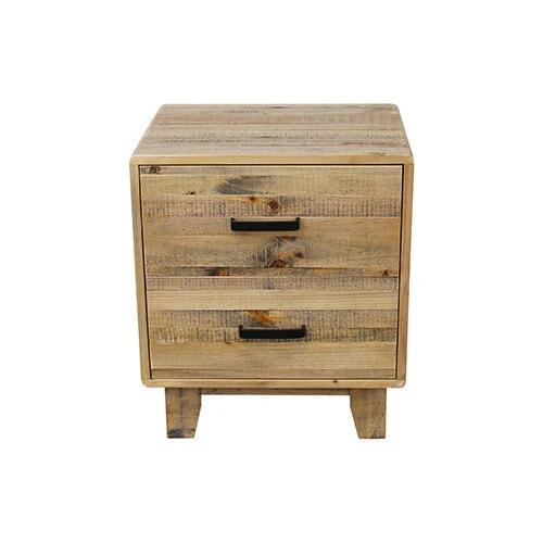 Wooden Nightstand Bedside Table 2-Drawers Solid Timber Rustic Texture