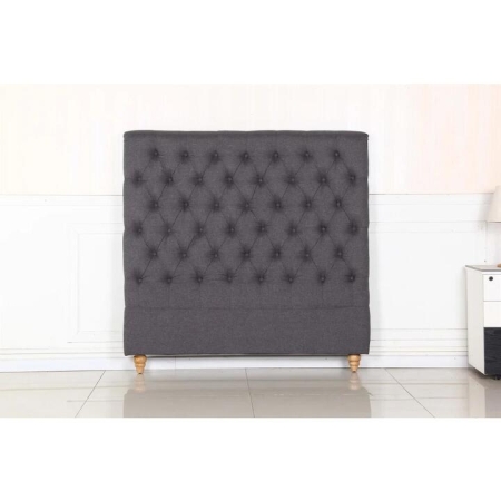 Bed Head Double Size French Provincial Headboard Upholsterd Fabric Charcoal
