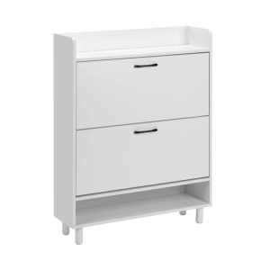 Design Square Brax Wooden Shoe Rack Organiser Storage Cabinet 2-Doors White