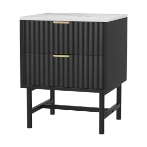 Bedside Nightstand Table 2 Drawers - Black