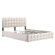 Design Square Button Tufted Modern Bed Frame Double Size With Storage Drawers Beige