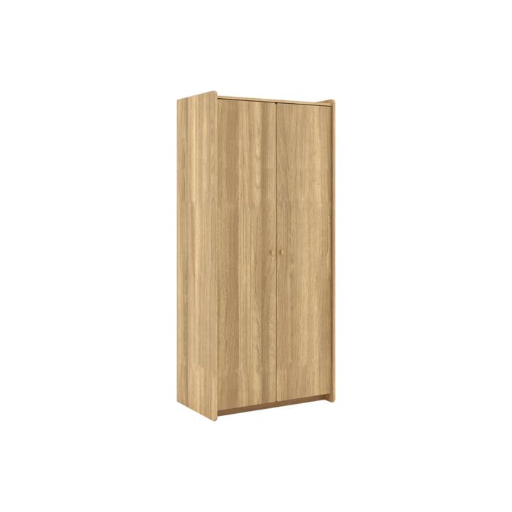 Barch Wooden 2-Door Wardrobe Clothes Rack Hanger Cabinet Natural