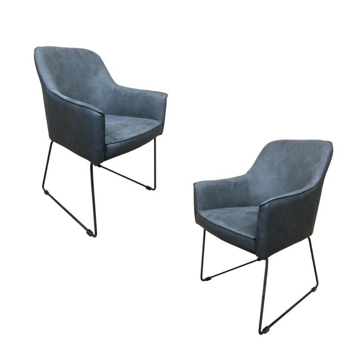 6IXTY Set Of 2 Ideal Modern Scandinavian Accent Lounge Armchair - Dark Grey