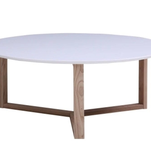 HomeStar Aura Round Coffee Table White Top With Natural Legs