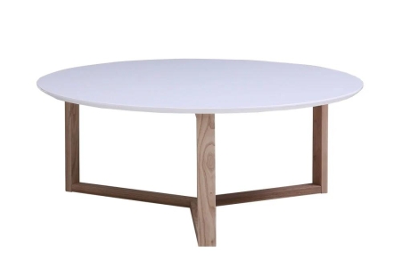 HomeStar Aura Round Coffee Table White Top With Natural Legs