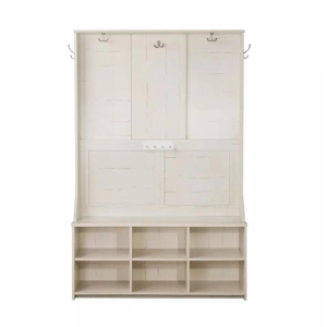 Maestro Furniture Aster Antique 6-Shelves Shoe Storage Cabinet Display Hall Tree Coat Rack - Antique White