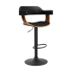 Bar Stool Curved Gas Lift PU Leather - Black and Wood