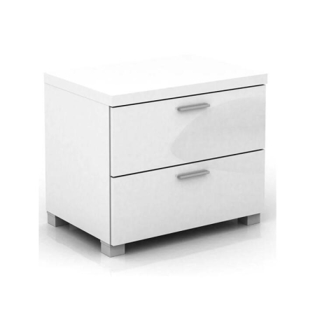 Baggio 2-Drawer Bedside Nightstand End Lamp Side Table -  High Gloss White