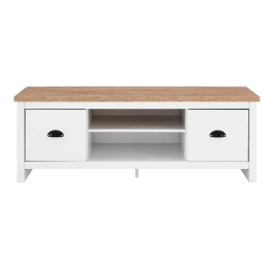 Design Square Ari Modern 2-Drawer Small TV Stand Entertainment Unit - Oak & White