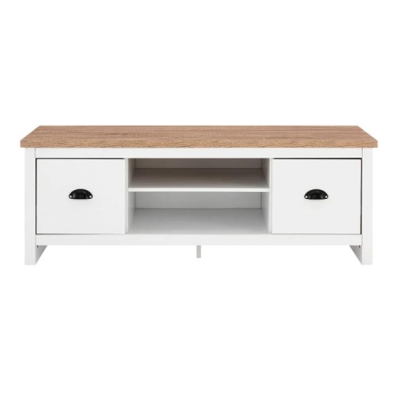 Design Square Ari Modern 2-Drawer Small TV Stand Entertainment Unit - Oak & White