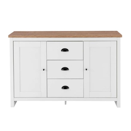Design Square Ari Modern Sideboard Dresser Buffet Unit Storage Cabinet - Oak & White
