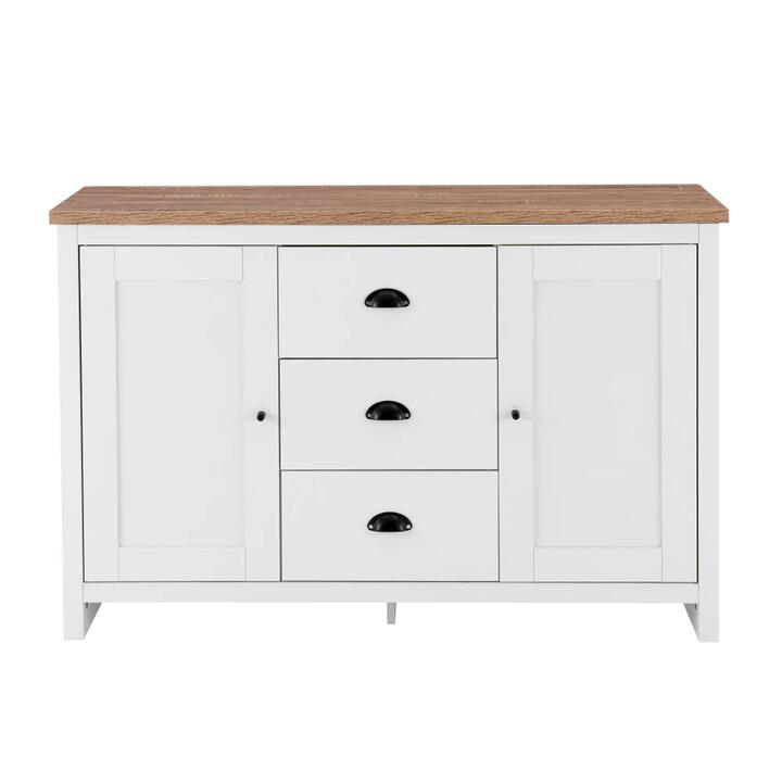 Design Square Ari Modern Sideboard Dresser Buffet Unit Storage Cabinet - Oak & White