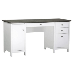 Maestro Furniture Beanca Study Writing Office Desk W/ Drawers Storage - Grey Oak & White