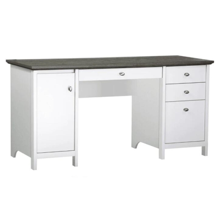 Maestro Furniture Beanca Study Writing Office Desk W/ Drawers Storage - Grey Oak & White