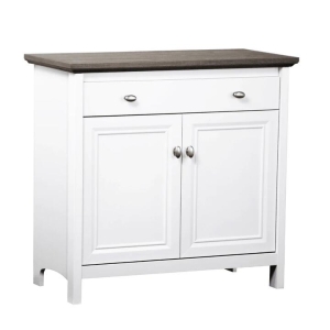 Maestro Furniture Beanca 2-Doors Multi Purpose Credenza Low Cupboard Storage Cabinet - Grey Oak & White