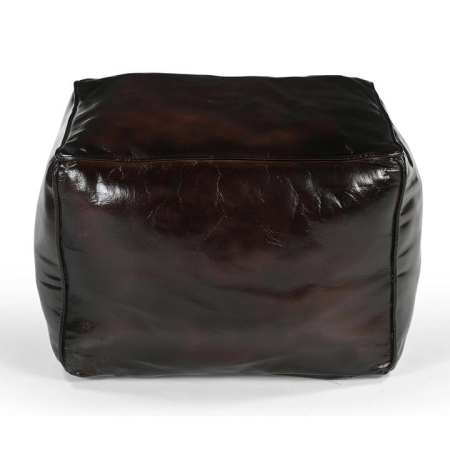 Amelia PU Leather Vintage Rustic Square Foot Stool Ottoman Brown