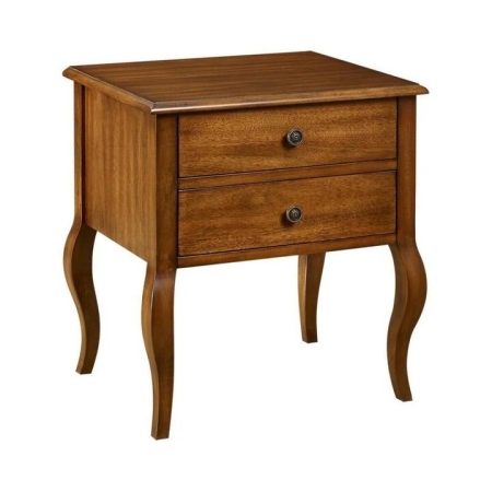 Our Home Adelle French Provincial Solid Wooden Bedside Nightstand Side Table W/ 2-Drawers - Walnut