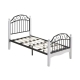 Ashley Single Size Bed Frame Wooden Pole Black Metal Frame - White