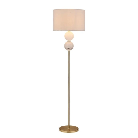 Angie Modern Fabric Shade Orbs Design Metal Floor Lamp Light Brass