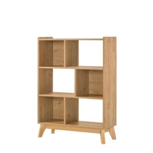 Design Square Audrey Modern Scandinavian 3-Tier Shelf Bookcase Display Storage Cabinet - Oak