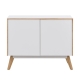 Design Square Autumn Scanvinadian Small Sideboard Buffet Unit Storage Cabinet W/ 2-Doors - White/Oak