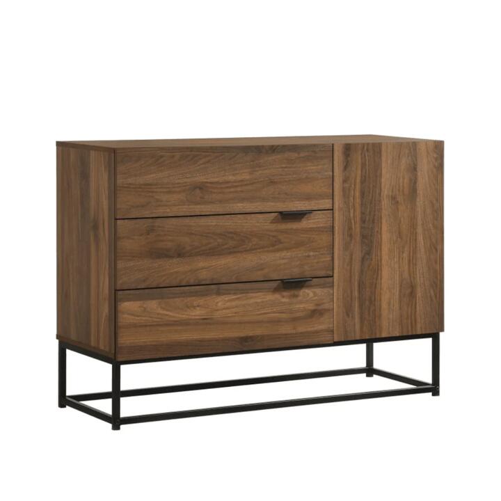 Design Square Allison Sideboard Buffet Unit Storage Cabinet W/ 3-Drawers - Walnut