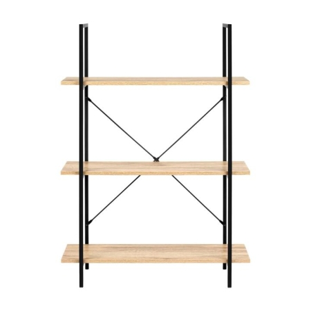 Design Square Arwen Wide 3-Tier Bookcase Display Shelf Storage Unit - Oak/Black