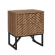 Design Square Andrei Bedside Nightstand Table Herringbone Pattern W/ 2-Drawer - Oak/Black
