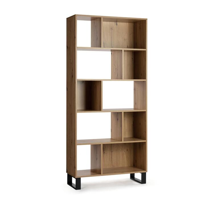 Design Square Amina 5-Tier Bookcase Display Shelf Storage Unit - Oak/Black