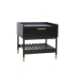 Maestro Furniture Alcone Wooden Bedside Nightstand Side Table W/ Gold Accents - Satin Black