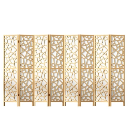 Artiss Clover Room Divider Screen Privacy Wood Dividers Stand 8 Panel Natural
